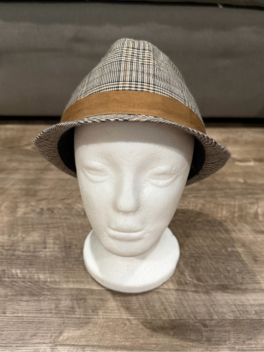 Goorin Bros Plaid Fedora Hat XLARGE 100% Cotton Style 100-1891 Crown Button